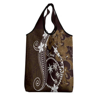 FSM Chuuk Grocery Bag Turtle Tropical Flowers Polynesian - Brown LT14 - Polynesian Pride