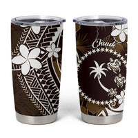 FSM Chuuk Tumbler Cup Turtle Tropical Flowers Polynesian - Brown LT14 Brown - Polynesian Pride