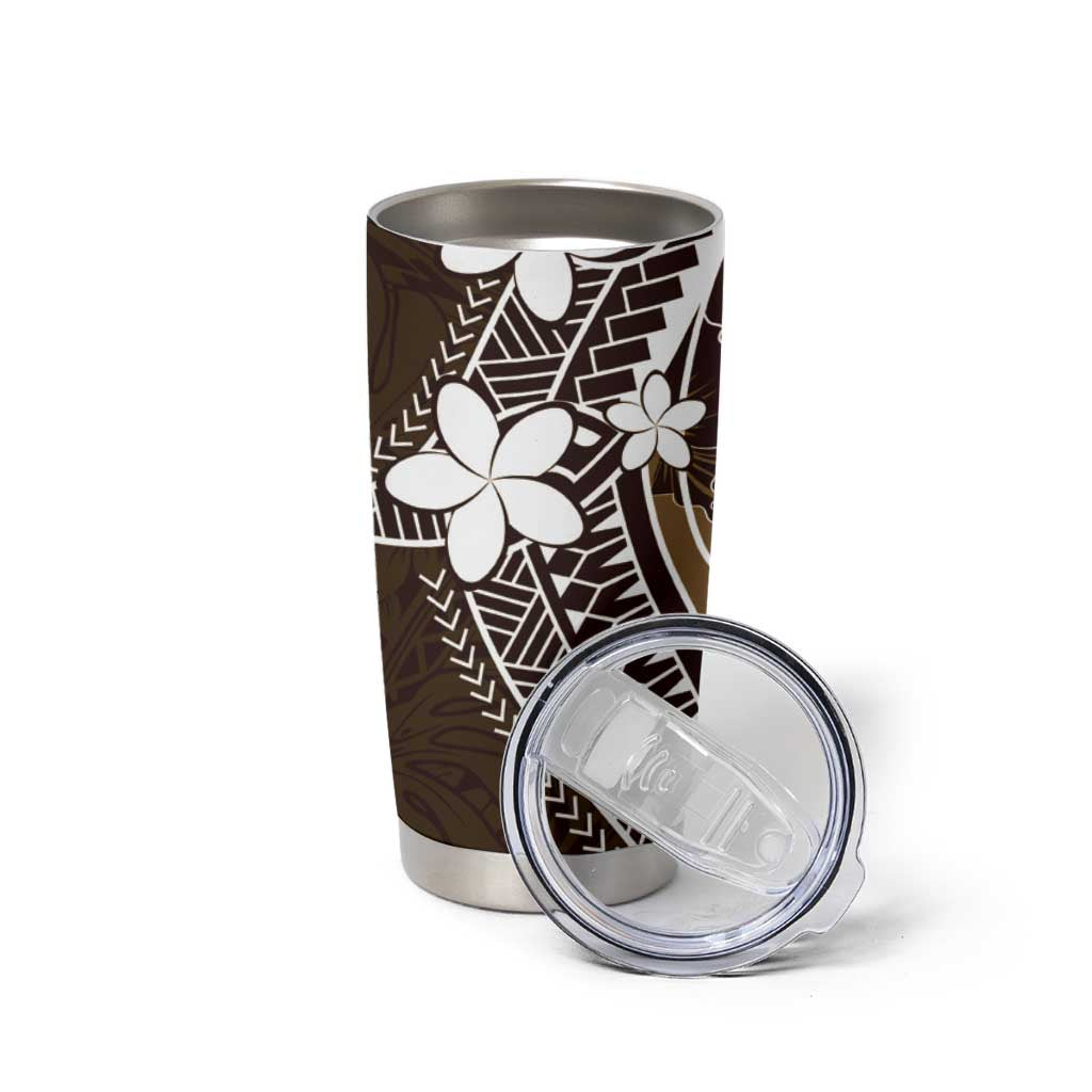 FSM Chuuk Tumbler Cup Turtle Tropical Flowers Polynesian - Brown LT14 - Polynesian Pride