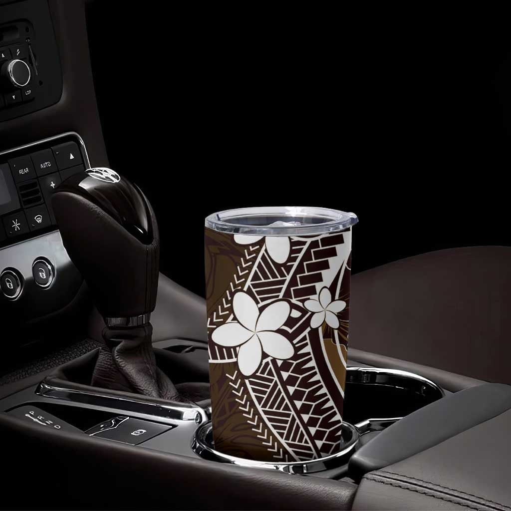 FSM Chuuk Tumbler Cup Turtle Tropical Flowers Polynesian - Brown LT14 - Polynesian Pride