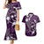 FSM Chuuk Couples Matching Mermaid Dress and Hawaiian Shirt Turtle Tropical Flowers Polynesian - Purple