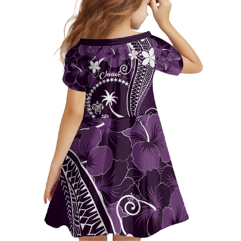 FSM Chuuk Family Matching Off Shoulder Maxi Dress and Hawaiian Shirt Turtle Tropical Flowers Polynesian - Purple