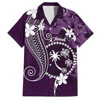 FSM Chuuk Family Matching Summer Maxi Dress and Hawaiian Shirt Turtle Tropical Flowers Polynesian - Purple