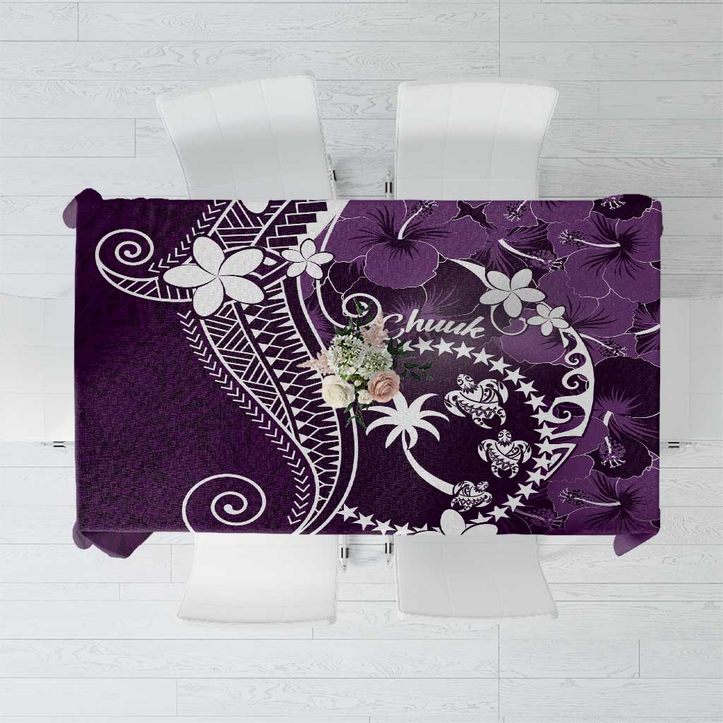 FSM Chuuk Tablecloth Turtle Tropical Flowers Polynesian - Purple