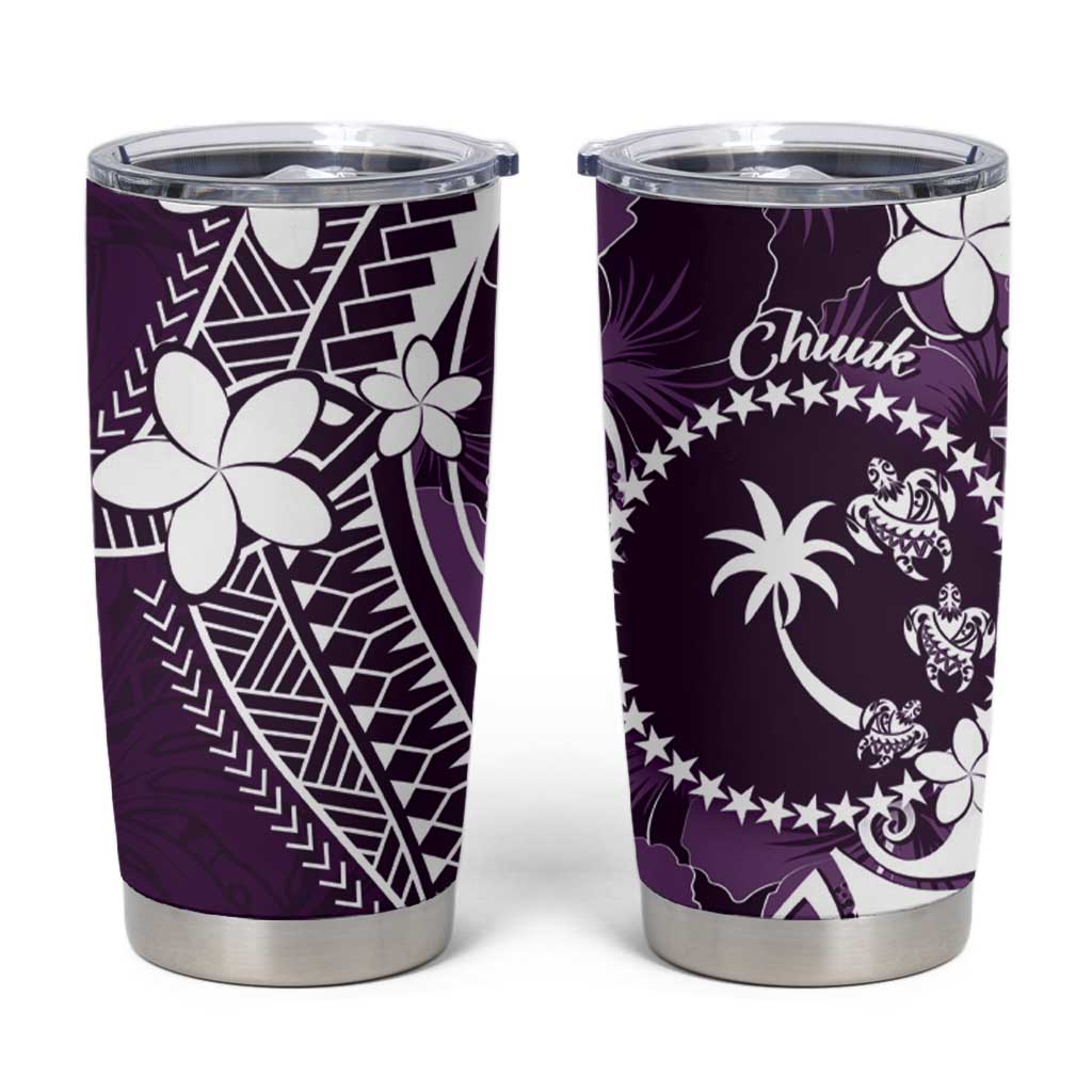 FSM Chuuk Tumbler Cup Turtle Tropical Flowers Polynesian - Purple