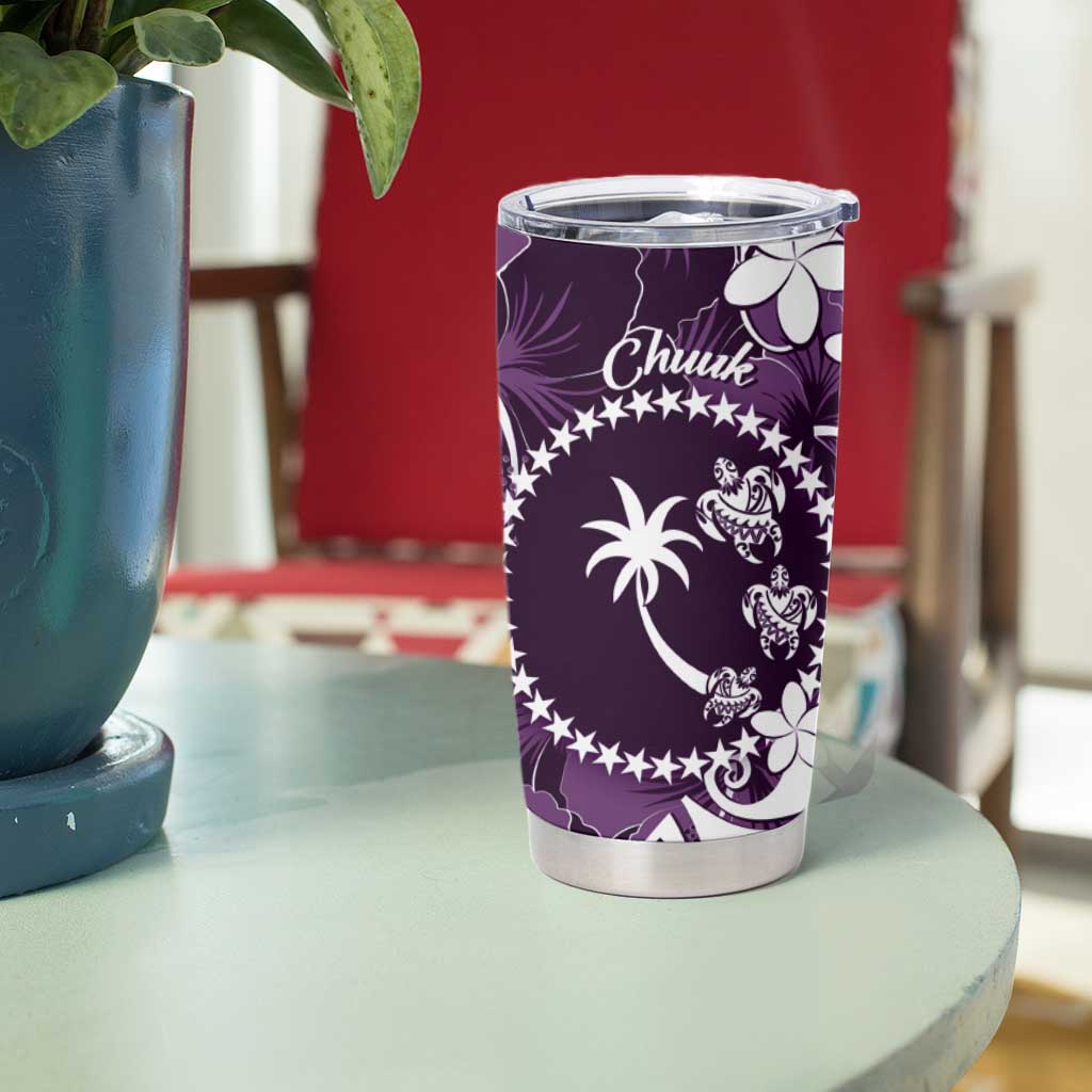 FSM Chuuk Tumbler Cup Turtle Tropical Flowers Polynesian - Purple LT14 - Polynesian Pride