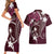 FSM Chuuk Couples Matching Short Sleeve Bodycon Dress and Hawaiian Shirt Turtle Tropical Flowers Polynesian - Pink