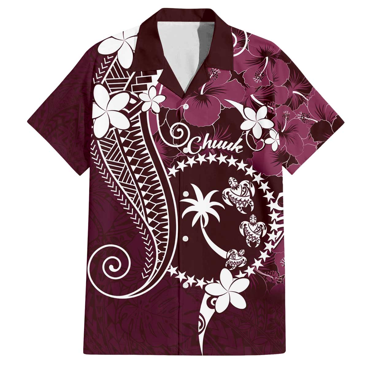 FSM Chuuk Family Matching Puletasi and Hawaiian Shirt Turtle Tropical Flowers Polynesian - Pink