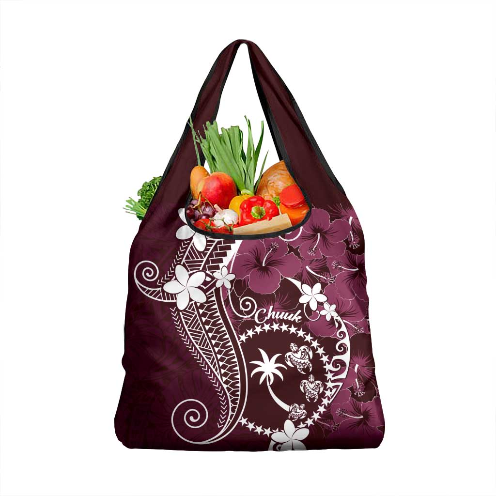 FSM Chuuk Grocery Bag Turtle Tropical Flowers Polynesian - Pink LT14 1-pack One Size Pink - Polynesian Pride