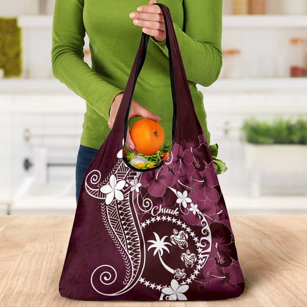 FSM Chuuk Grocery Bag Turtle Tropical Flowers Polynesian - Pink LT14 - Polynesian Pride