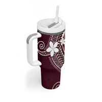 FSM Chuuk Tumbler With Handle Turtle Tropical Flowers Polynesian - Pink