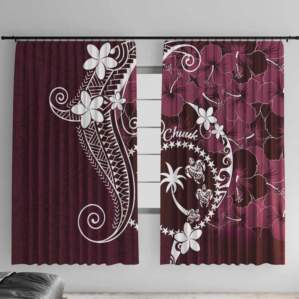 FSM Chuuk Window Curtain Turtle Tropical Flowers Polynesian - Pink