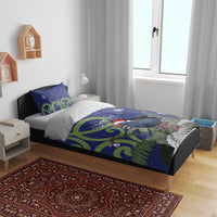 Personalized New Zealand Pukeko Christmas Bedding Set Meri Kirihimete Taniko Ponga Koru Blue - Polynesian Pride