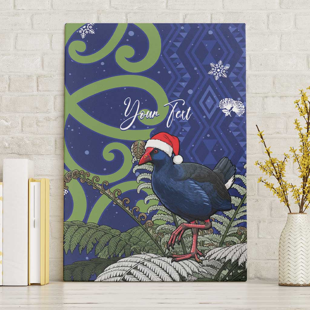 Personalized New Zealand Pukeko Christmas Canvas Wall Art Meri Kirihimete Taniko Ponga Koru Blue - Polynesian Pride