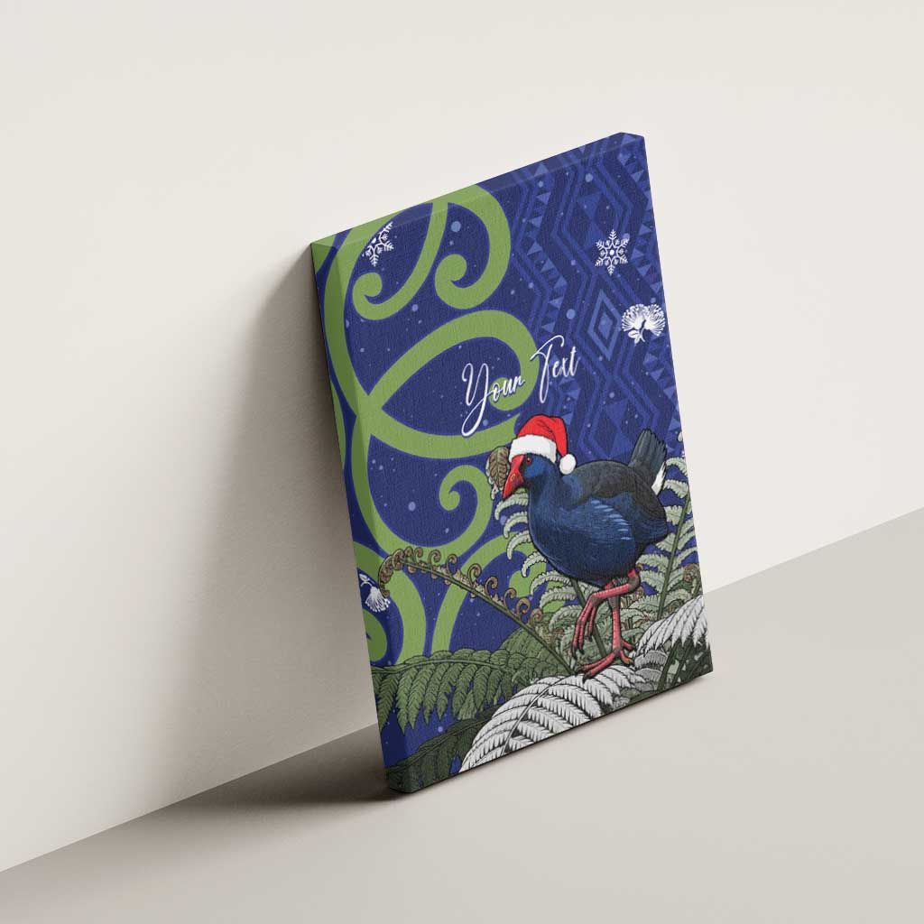 Personalized New Zealand Pukeko Christmas Canvas Wall Art Meri Kirihimete Taniko Ponga Koru Blue - Polynesian Pride