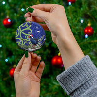 Personalized New Zealand Pukeko Christmas Ceramic Ornament Meri Kirihimete Taniko Ponga Koru Blue - Polynesian Pride