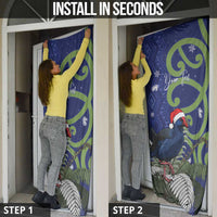 Personalized New Zealand Pukeko Christmas Door Cover Meri Kirihimete Taniko Ponga Koru Blue - Polynesian Pride