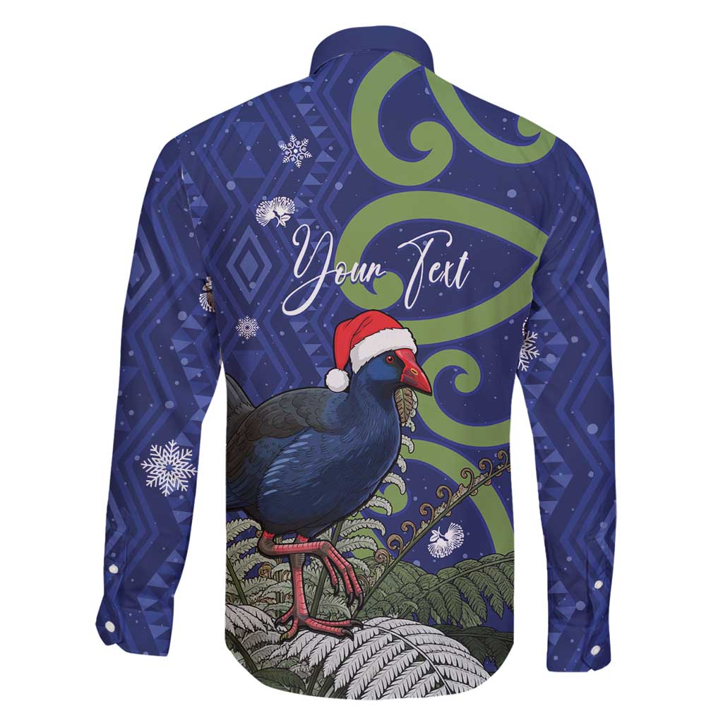 Personalized New Zealand Pukeko Christmas Family Matching Puletasi and Hawaiian Shirt Meri Kirihimete Taniko Ponga Koru Blue LT14 - Polynesian Pride
