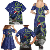 Personalized New Zealand Pukeko Christmas Family Matching Summer Maxi Dress and Hawaiian Shirt Meri Kirihimete Taniko Ponga Koru Blue LT14 - Polynesian Pride