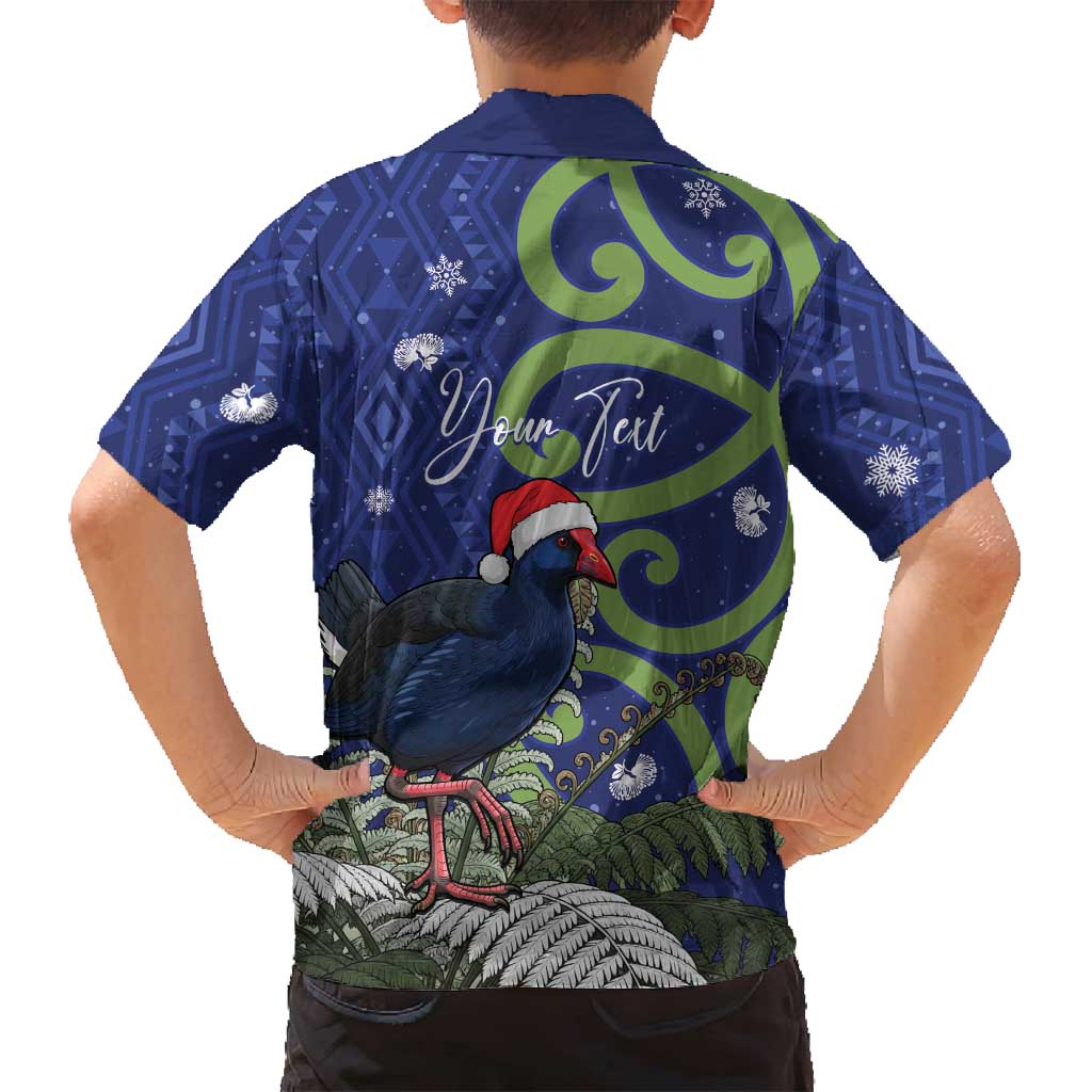 Personalized New Zealand Pukeko Christmas Family Matching Tank Maxi Dress and Hawaiian Shirt Meri Kirihimete Taniko Ponga Koru Blue LT14 - Polynesian Pride