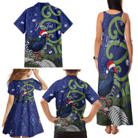 Personalized New Zealand Pukeko Christmas Family Matching Tank Maxi Dress and Hawaiian Shirt Meri Kirihimete Taniko Ponga Koru Blue LT14 - Polynesian Pride