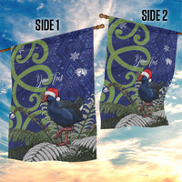 Personalized New Zealand Pukeko Christmas Garden Flag Meri Kirihimete Taniko Ponga Koru Blue LT14 - Polynesian Pride