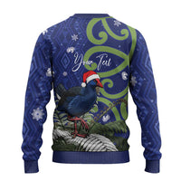 Personalized New Zealand Pukeko Christmas Ugly Christmas Sweater Meri Kirihimete Taniko Ponga Koru Blue LT14 - Polynesian Pride
