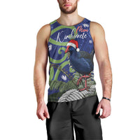 Personalized New Zealand Pukeko Christmas Men Tank Top Meri Kirihimete Taniko Ponga Koru Blue - Polynesian Pride