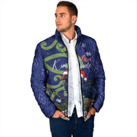 Personalized New Zealand Pukeko Christmas Padded Jacket Meri Kirihimete Taniko Ponga Koru Blue - Polynesian Pride
