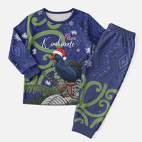 Personalized New Zealand Pukeko Christmas Pajama Set Meri Kirihimete Taniko Ponga Koru Blue - Polynesian Pride