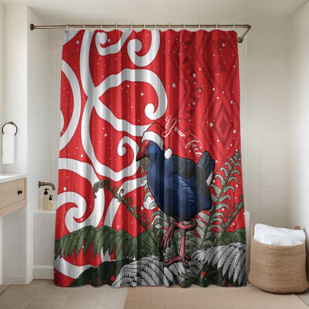 Personalized New Zealand Pukeko Christmas Bathroom Set Meri Kirihimete Taniko Ponga Koru Red - Polynesian Pride