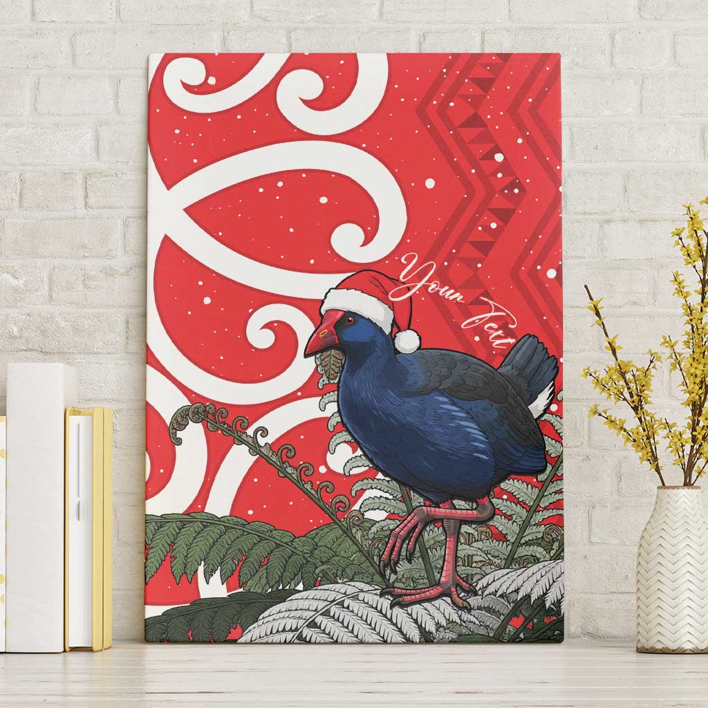 Personalized New Zealand Pukeko Christmas Canvas Wall Art Meri Kirihimete Taniko Ponga Koru Red - Polynesian Pride