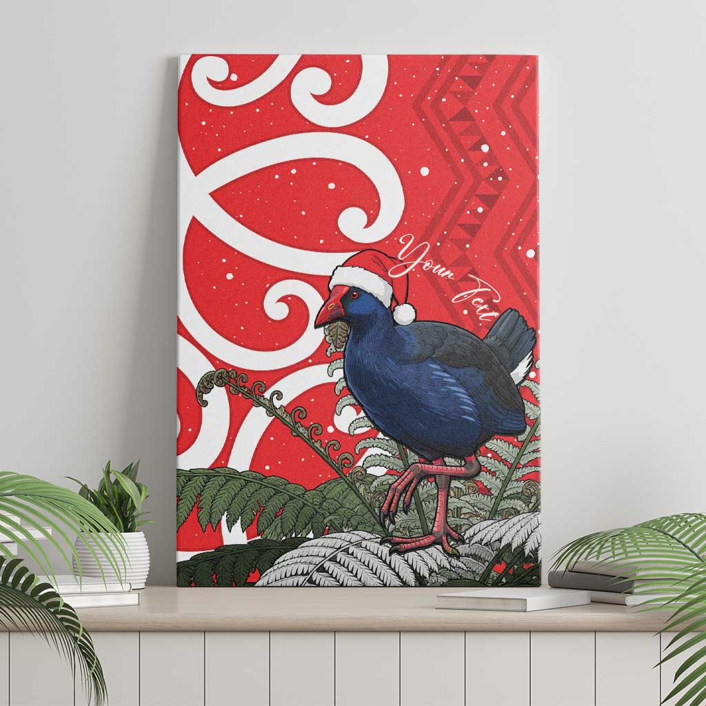Personalized New Zealand Pukeko Christmas Canvas Wall Art Meri Kirihimete Taniko Ponga Koru Red - Polynesian Pride