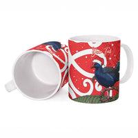 Personalized New Zealand Pukeko Christmas Ceramic Mug Meri Kirihimete Taniko Ponga Koru Red - Polynesian Pride