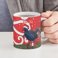 Personalized New Zealand Pukeko Christmas Ceramic Mug Meri Kirihimete Taniko Ponga Koru Red - Polynesian Pride