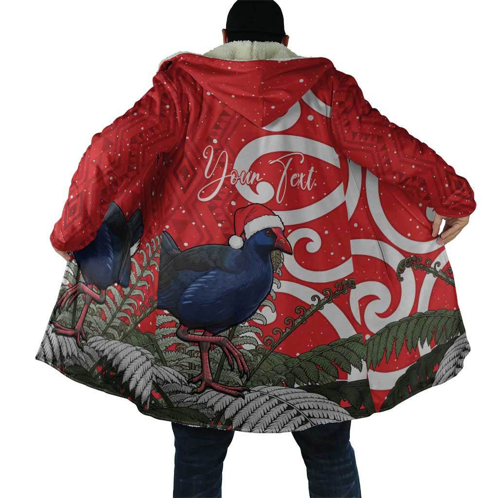 Personalized New Zealand Pukeko Christmas Cloak Meri Kirihimete Taniko Ponga Koru Red - Polynesian Pride