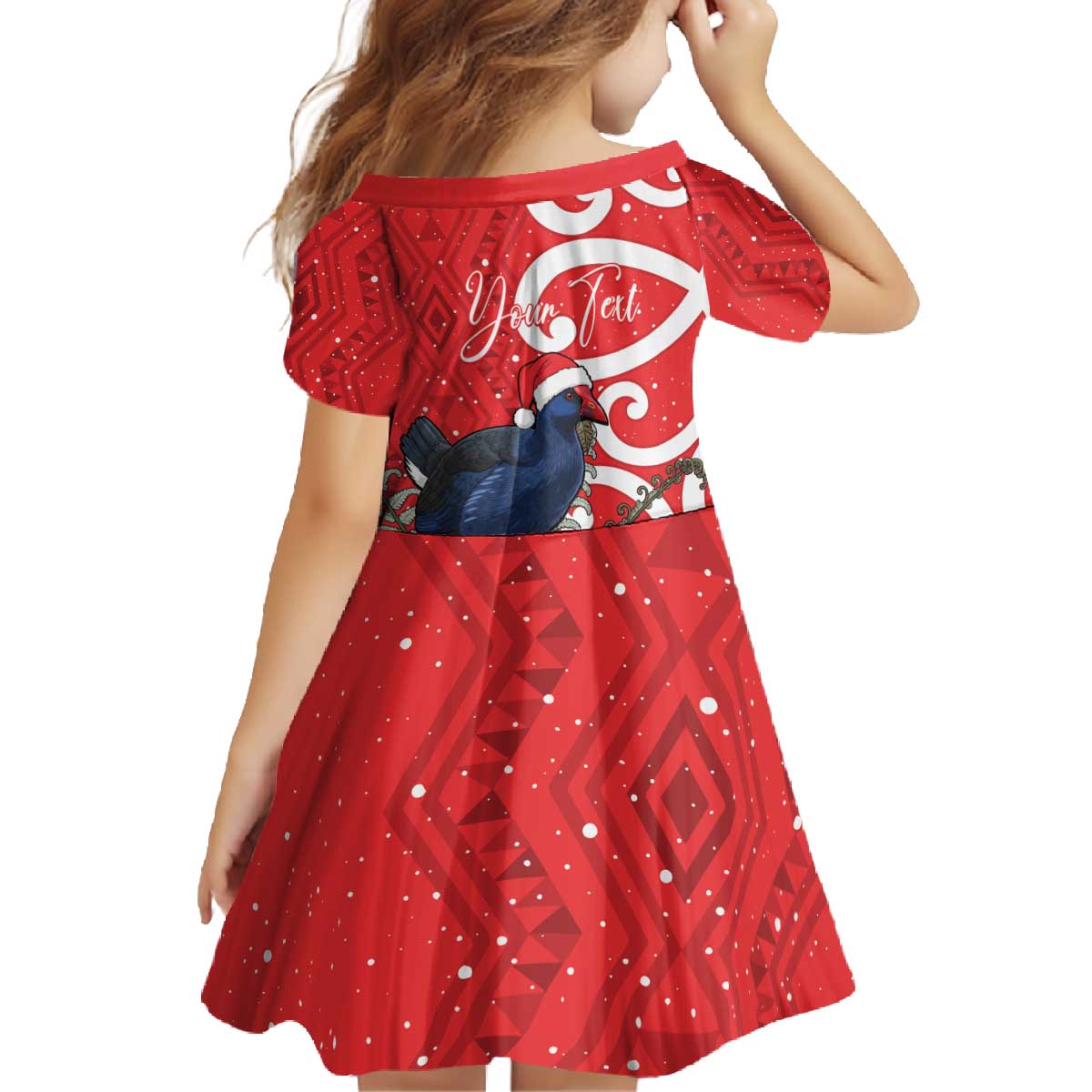 Personalized New Zealand Pukeko Christmas Family Matching Off The Shoulder Long Sleeve Dress and Hawaiian Shirt Meri Kirihimete Taniko Ponga Koru Red - Polynesian Pride