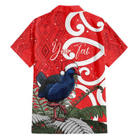 Personalized New Zealand Pukeko Christmas Family Matching Summer Maxi Dress and Hawaiian Shirt Meri Kirihimete Taniko Ponga Koru Red - Polynesian Pride