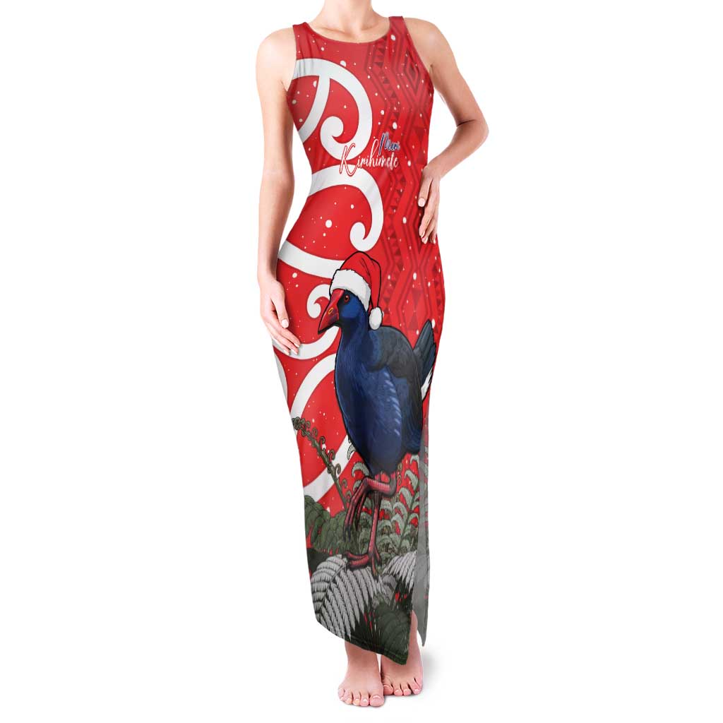 Personalized New Zealand Pukeko Christmas Family Matching Tank Maxi Dress and Hawaiian Shirt Meri Kirihimete Taniko Ponga Koru Red - Polynesian Pride