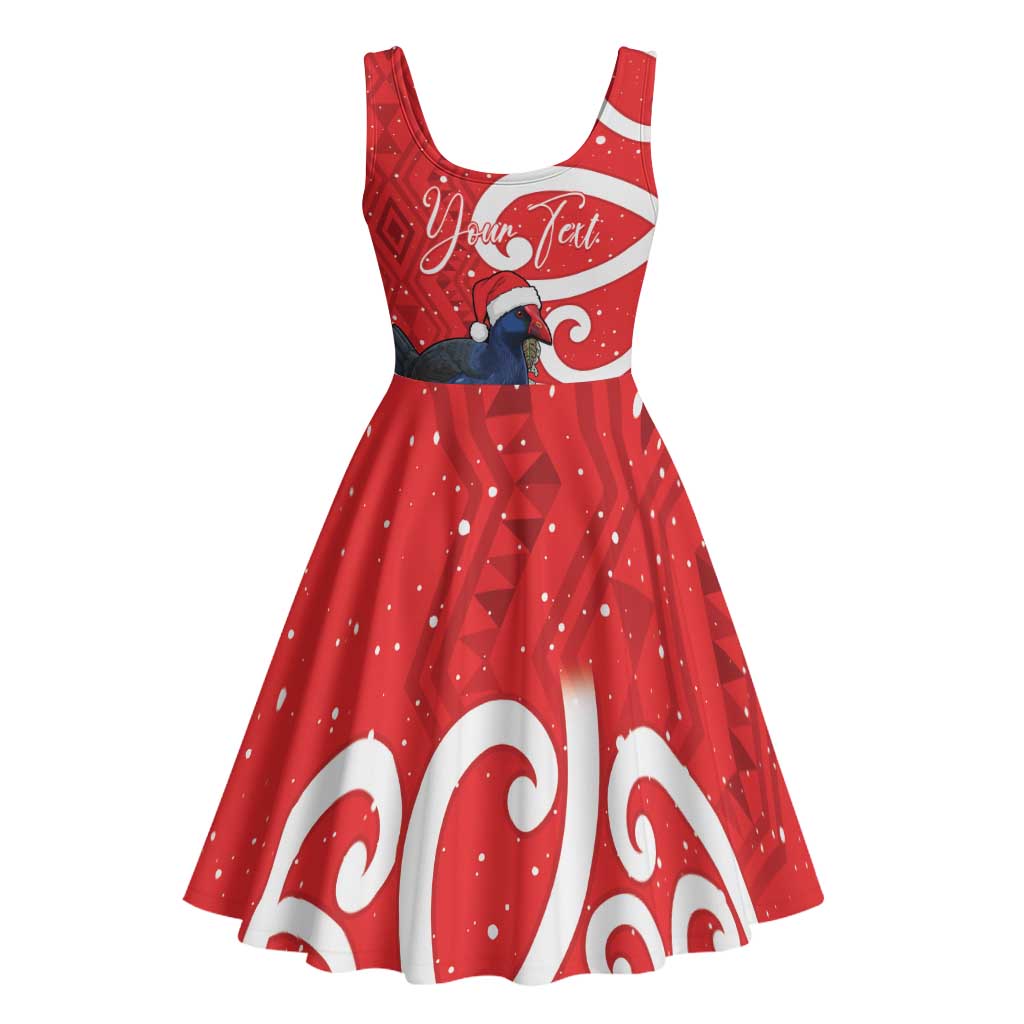 Personalized New Zealand Pukeko Christmas Midi Dress Meri Kirihimete Taniko Ponga Koru Red LT14 - Polynesian Pride