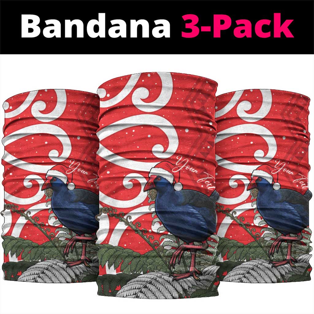 Personalized New Zealand Pukeko Christmas Neck Gaiter Meri Kirihimete Taniko Ponga Koru Red - Polynesian Pride