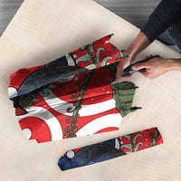 Personalized New Zealand Pukeko Christmas Umbrella Meri Kirihimete Taniko Ponga Koru Red - Polynesian Pride