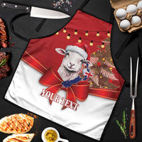 Personalized New Zealand Sheep Christmas Apron Hipi Meri Kirihimete Silver Fern Xmas Tree - Polynesian Pride