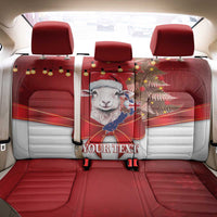 Personalized New Zealand Sheep Christmas Back Car Seat Cover Hipi Meri Kirihimete Silver Fern Xmas Tree - Polynesian Pride