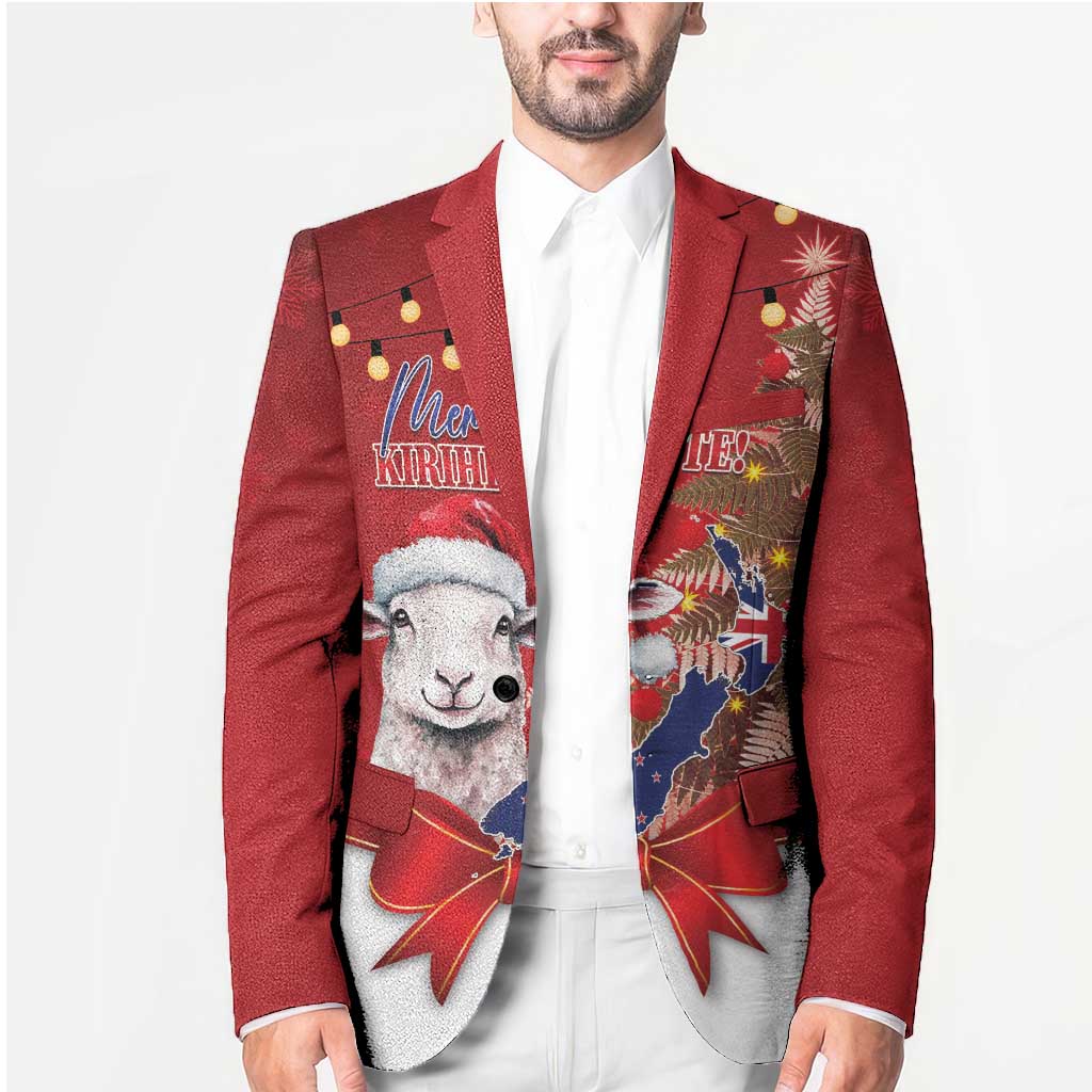 Personalized New Zealand Sheep Christmas Blazer Hipi Meri Kirihimete Silver Fern Xmas Tree LT14 - Polynesian Pride