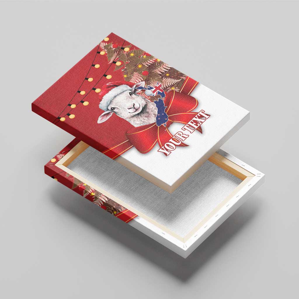 Personalized New Zealand Sheep Christmas Canvas Wall Art Hipi Meri Kirihimete Silver Fern Xmas Tree - Polynesian Pride