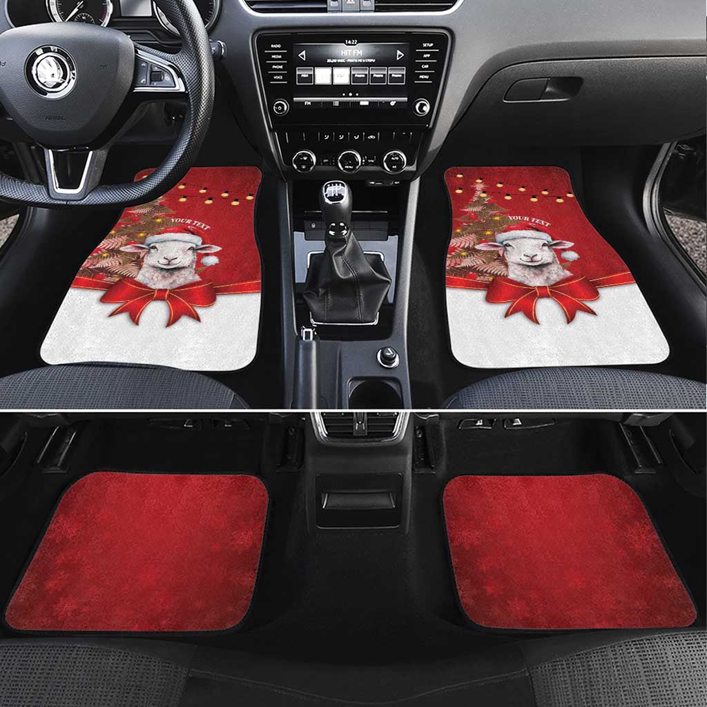 Personalized New Zealand Sheep Christmas Car Mats Hipi Meri Kirihimete Silver Fern Xmas Tree LT14 Set 4pcs Red - Polynesian Pride