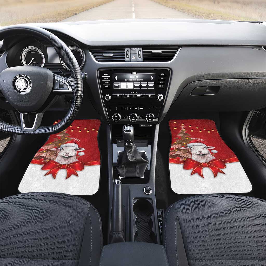 Personalized New Zealand Sheep Christmas Car Mats Hipi Meri Kirihimete Silver Fern Xmas Tree LT14 Set 2pcs - Front Red - Polynesian Pride