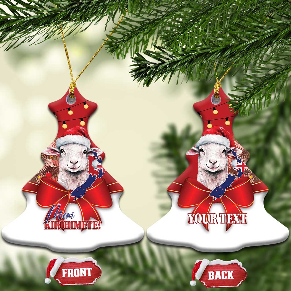 Personalized New Zealand Sheep Christmas Ceramic Ornament Hipi Meri Kirihimete Silver Fern Xmas Tree LT14 Christmas Tree Red - Polynesian Pride