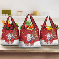 Personalized New Zealand Sheep Christmas Grocery Bag Hipi Meri Kirihimete Silver Fern Xmas Tree - Polynesian Pride